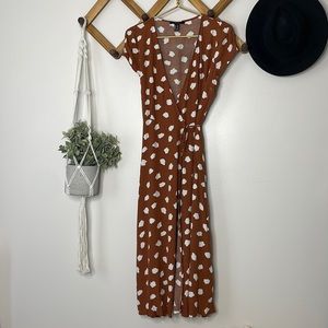 Printed Midi Wrap Dress